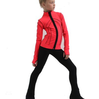 IceDress Figure Skating Jacket - Thermal - Kant (Hot Coral with Black) CXL