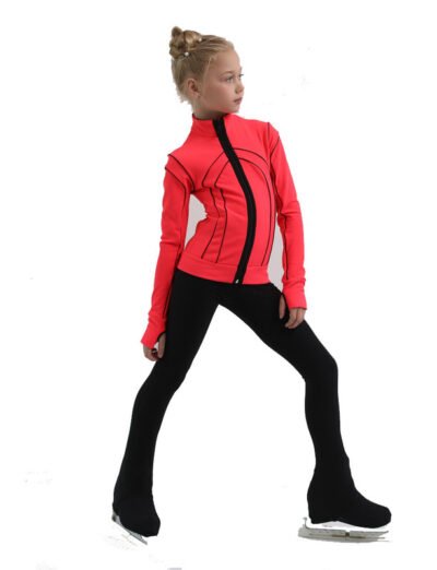 IceDress Figure Skating Jacket - Thermal - Kant (Hot Coral with Black) CXL