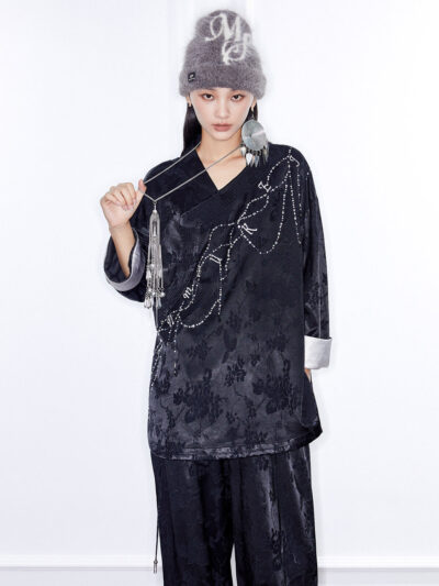 MUKZIN Linglong“Stardust”Asymmetrical Collar Shirt Jacket.