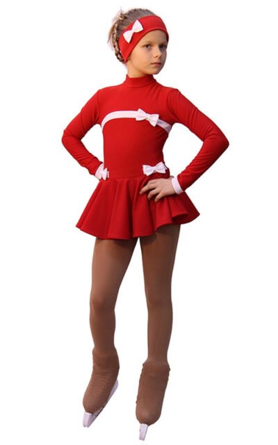 IceDress Ice Skating Dress - Thermal - Bows ( Red and White)