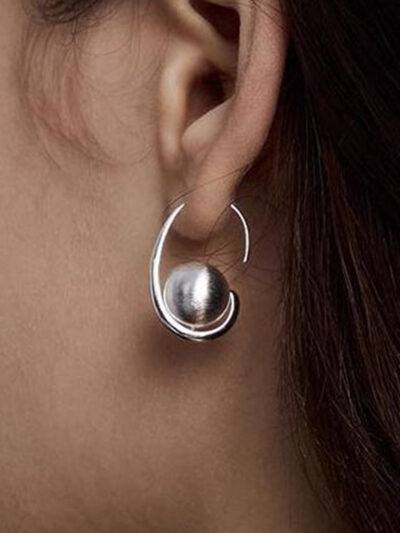 MUKTANKSUN HUNTER Cradle Shaped Wire-drawn Ball Earrings