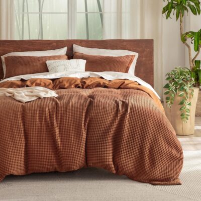 Bedsure Cooling Waffle Duvet Cover Set