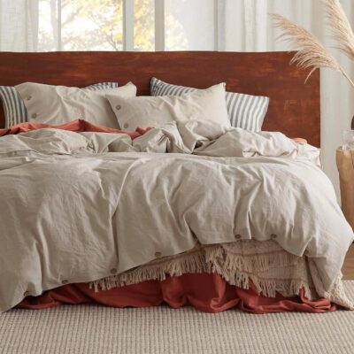 Bedsure Cotton Linen Hybrid Duvet Cover Set