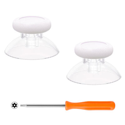 eXtremeRate White & Clear Replacement Thumbsticks for X