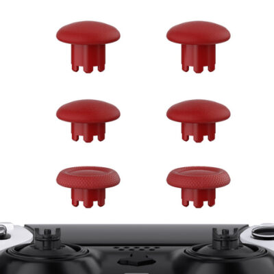 eXtremeRate Carmine Red Replacement Swappable Thumbsticks f