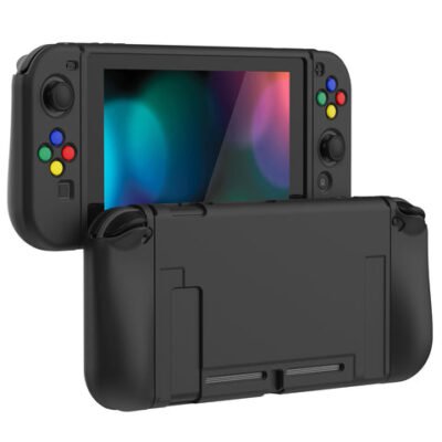 PlayVital Black Protective Case for NS Switch, Soft TPU Sli
