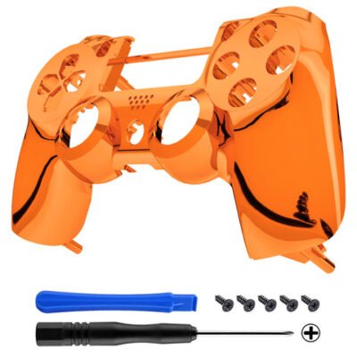 eXtremeRate Chrome Orange Faceplate Cover Front Housing She