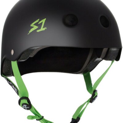 S1 Lifer Helmet - Black Matte with Bright Green Straps- Size XXL Only (Refurbished)