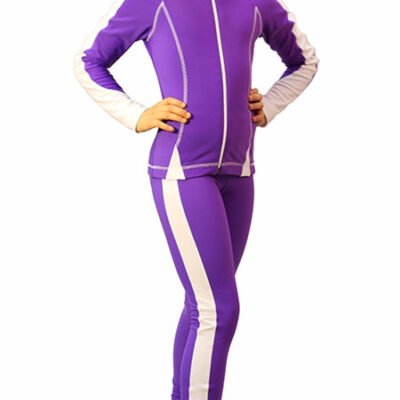 IceDress Ice Skating Thermal Pants -Bracket (Size AXS, Violet with White Line)