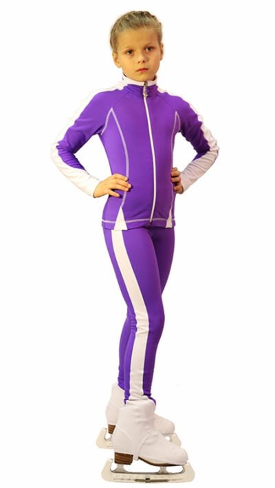 IceDress Ice Skating Thermal Pants -Bracket (Size AXS, Violet with White Line)