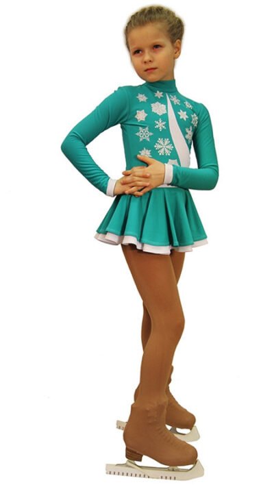 IceDress Ice Skating Dress-Thermal - Snowflake (Mint and White)