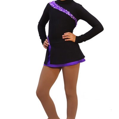 IceDress Ice Skating Dress-Thermal - Lasso( Size AS, Black with Purple)