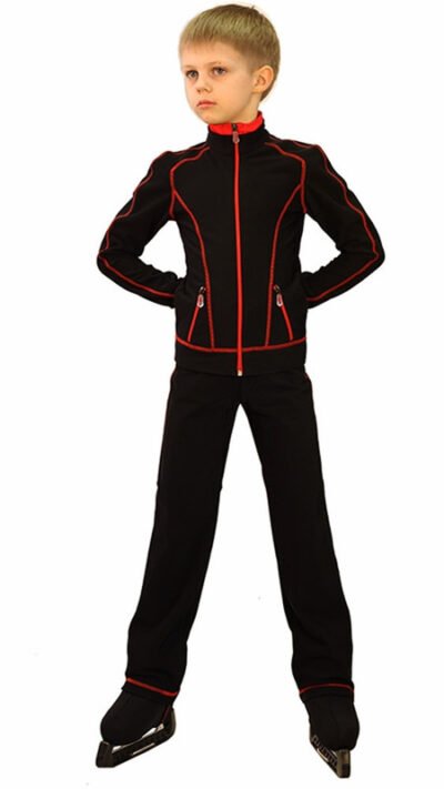 IceDress Ice Skating Thermal Jacket - Todes for Boys(Size AS, Black with Red Line)