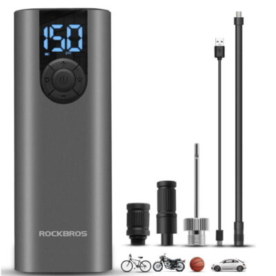 ROCKBROS A8 Electric Bike Tire Pump 150 Psi Inflator Portable Air Compressor 2*2600 mAh