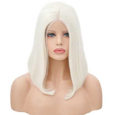 White Pearl Velvet Front Lace Bob Wig