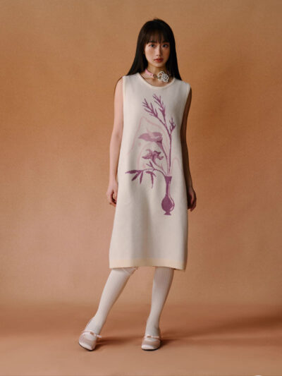MUKTANKLOUMUTAKU Sleeveless Dress With a Vase Pattern