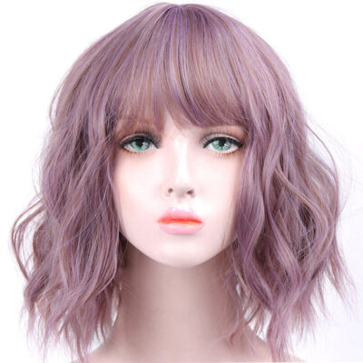 Pink Palette Short Curly Euro-American Hair Wig