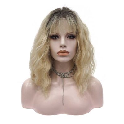 Premium Wig - Rooted Sunflower Fringe In Shoulder Length Wave Lace Front Wig