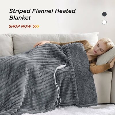 Bedsure Electric Heated Thick Striped Blanket