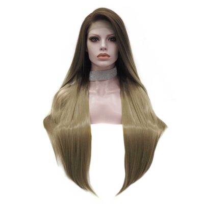 Premium Wig - Two-Tone Tortilla Brown Long Straight Lace Front Wig