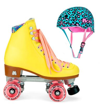 Moxi Combo Set - Beach Bunny Roller Skate (Strawberry Lemonade) & Helmet (Leo) (Kid's Sizes)