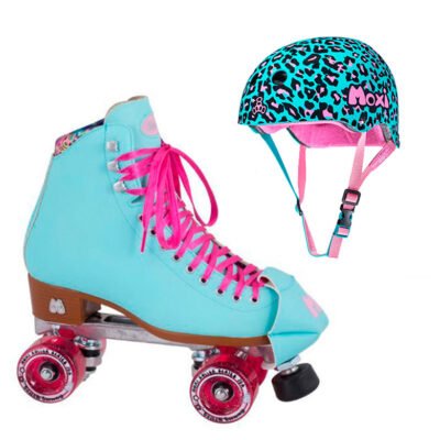Moxi Combo Set - Beach Bunny Roller Skate (Blue Sky) & Helmet (Leo) (Kid's Sizes)