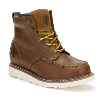 ROCKROOSTER Edgewood Men's 6 inch Brown steel toe waterproof wedge work boots with Vibram Outsole VAP858