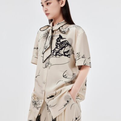 MUKZIN Satin Floating Collar Shirt