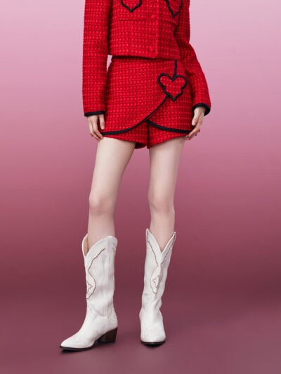 MUKZIN Three-dimensional Embroidered Edge Red Age-reducing Skirt