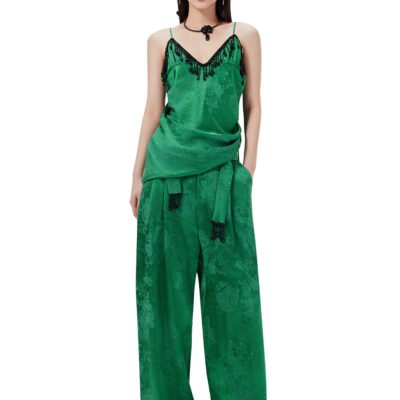 MUKZIN Sexy Suspender Jacquard Pants Suit Two-piece Set