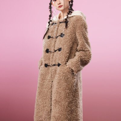 MUKZIN Straight Light Brown Lambswool Coat
