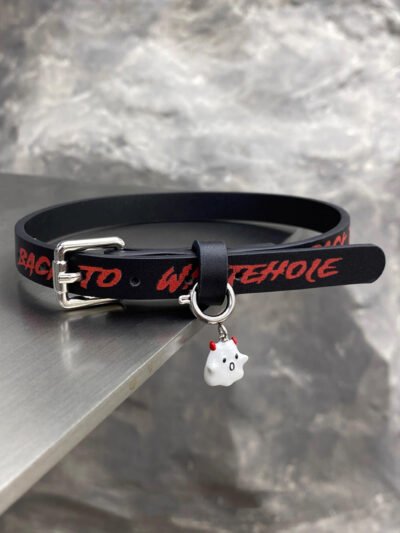 MUKTANK X WHITEHOLE Graffiti Genuine Leather Little Devil Pendant Collar