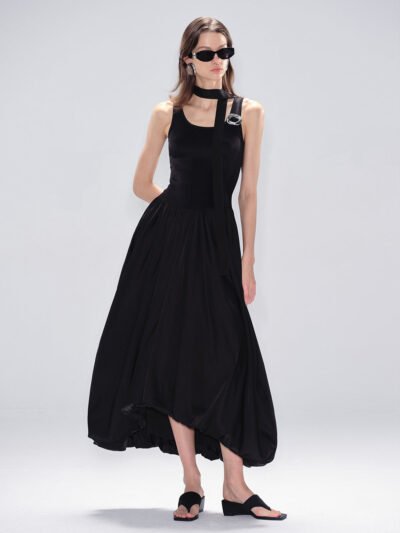 MUKTANK x MODULER Sleeveless Bud Dress with Flowing, Draped Dress