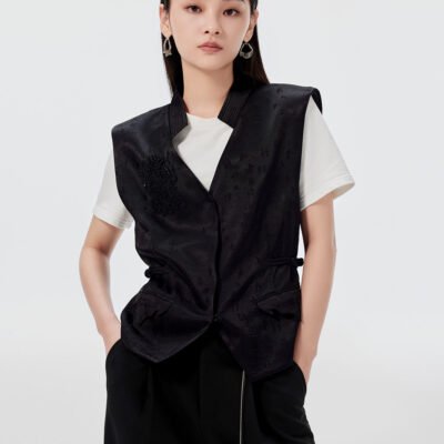 MUKZIN Black Printed Cool Vest Top