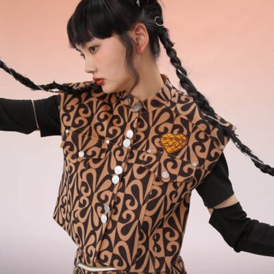 MUKZIN Loose Fit Brown Wool Vest