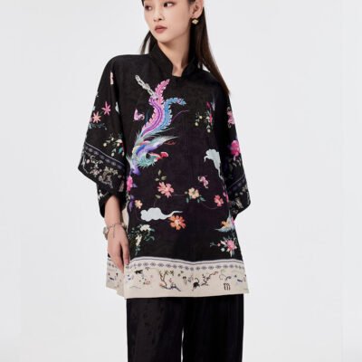 MUKZIN Animal Print Cheongsam Shirt