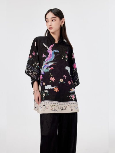 MUKZIN Animal Print Cheongsam Shirt