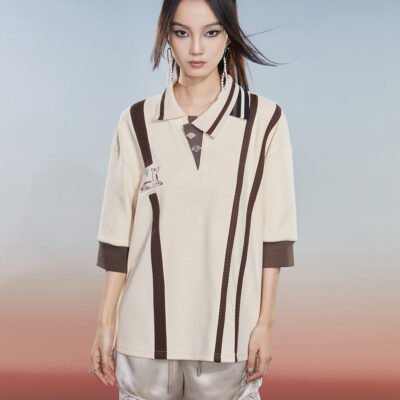 MUKZIN Casual Color Block Versatile College Style T-shirt