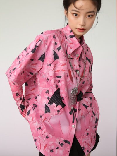 MUKZIN Pink Edition Rabbit Print Design Shirt