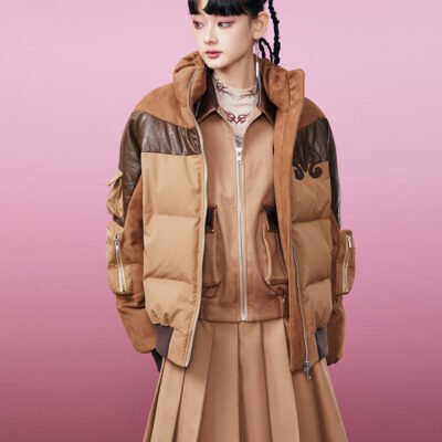 MUKZIN Coffee Color-blocked Down Jacket