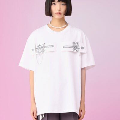 MUKZIN Simple Chains Loose Fit White T-shirts