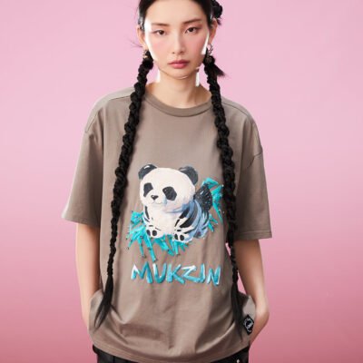 MUKZIN All-match Classic Casual Panda Print Loose 2-color T-shirts