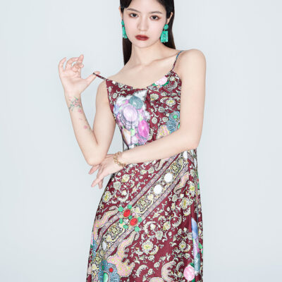 MUKIZN Linglong Printed Sexy Strap Dress