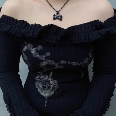 MUKTANK X WHITEHOLE Black Bone Necklace