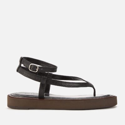 BY FAR Women's Cece Leather Toe Post Sandals - Black