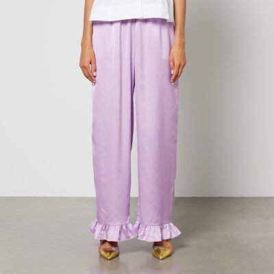 Crs Hunter Ruffle-Trimmed Satin Trousers