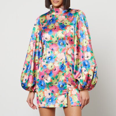 Rotate Birger Christensen Floral-Print Satin Mini Dress