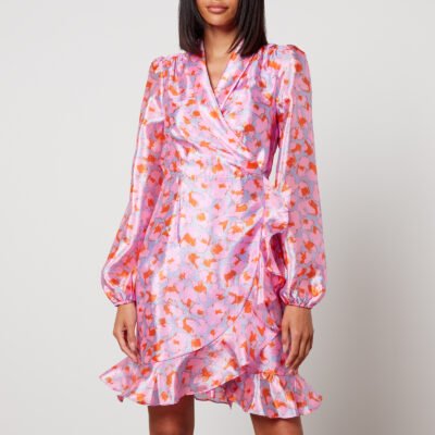 Cras Lindacras Printed Satin-Crepe Wrap Dress