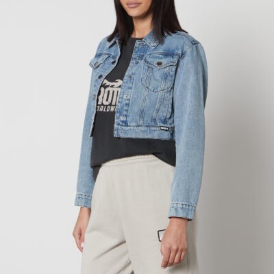 Rotate Sunday Logo-Appliqud Cropped Denim Jacket