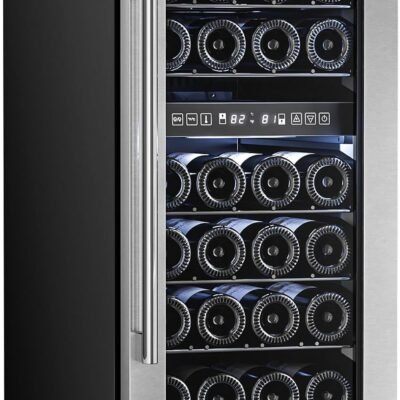 15 Inch Wine Cooler Refrigerator with Stainless Steel Double-Layer Tempered Glass Door W4888S